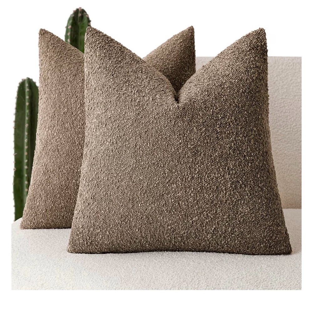 Textured Brown Throw Pillows Covers - Pack of 2, 20 x 20